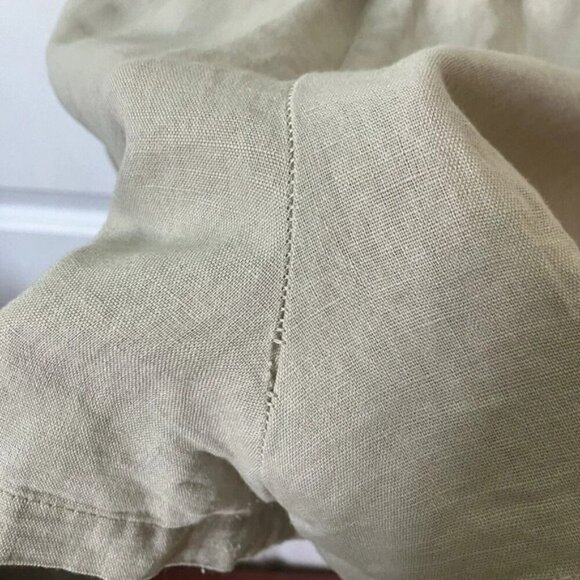 Zara Sage Green Linen Tie Front Romper Lace Khaki Womens L Neutral - Picture 5 of 9